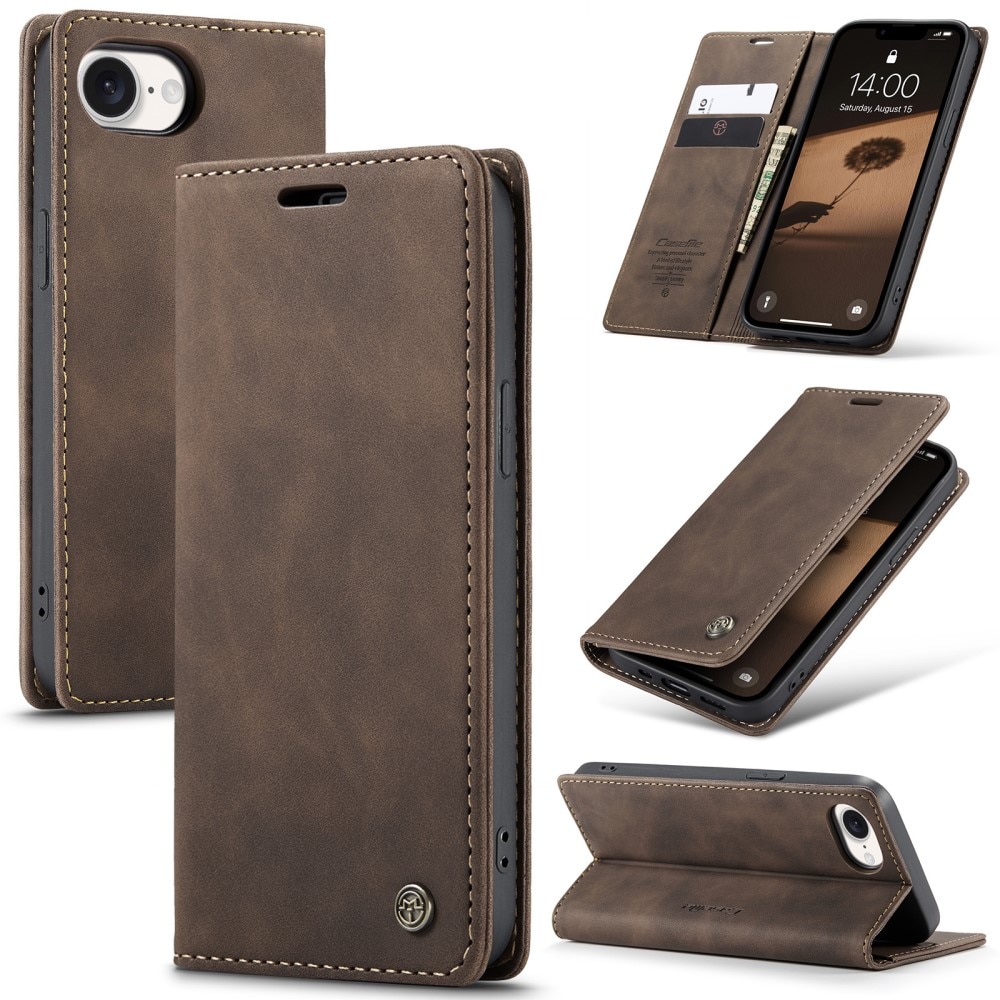 iPhone 16e Slim Wallet Case Brown