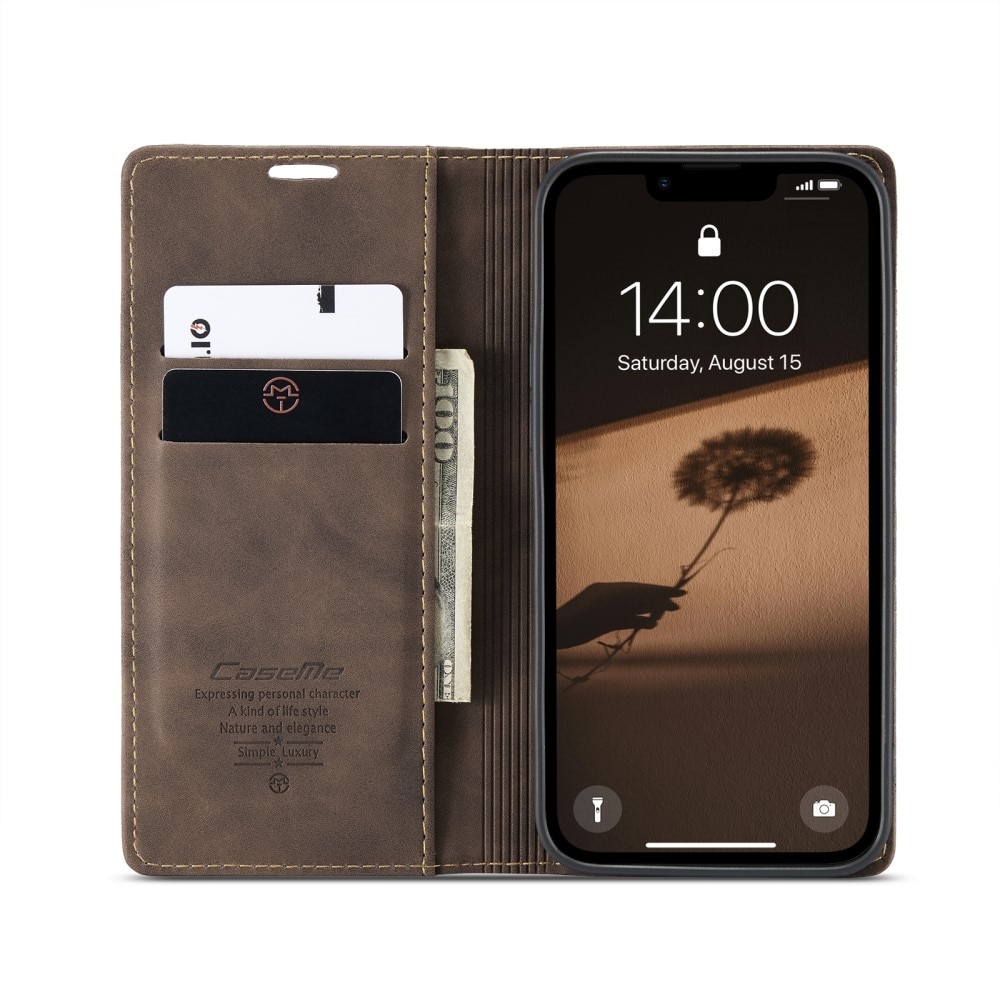 iPhone 16e Slim Wallet Case Brown