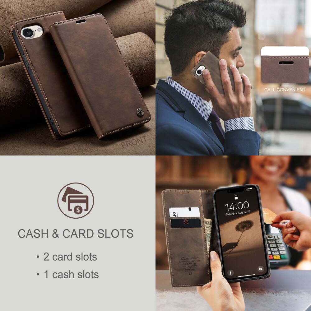 iPhone 16e Slim Wallet Case Brown