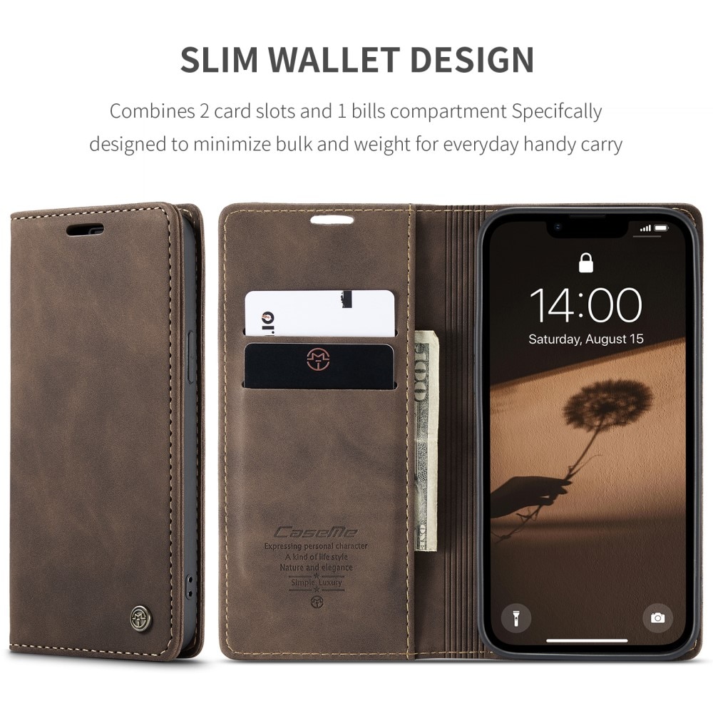 iPhone 16e Slim Wallet Case Brown