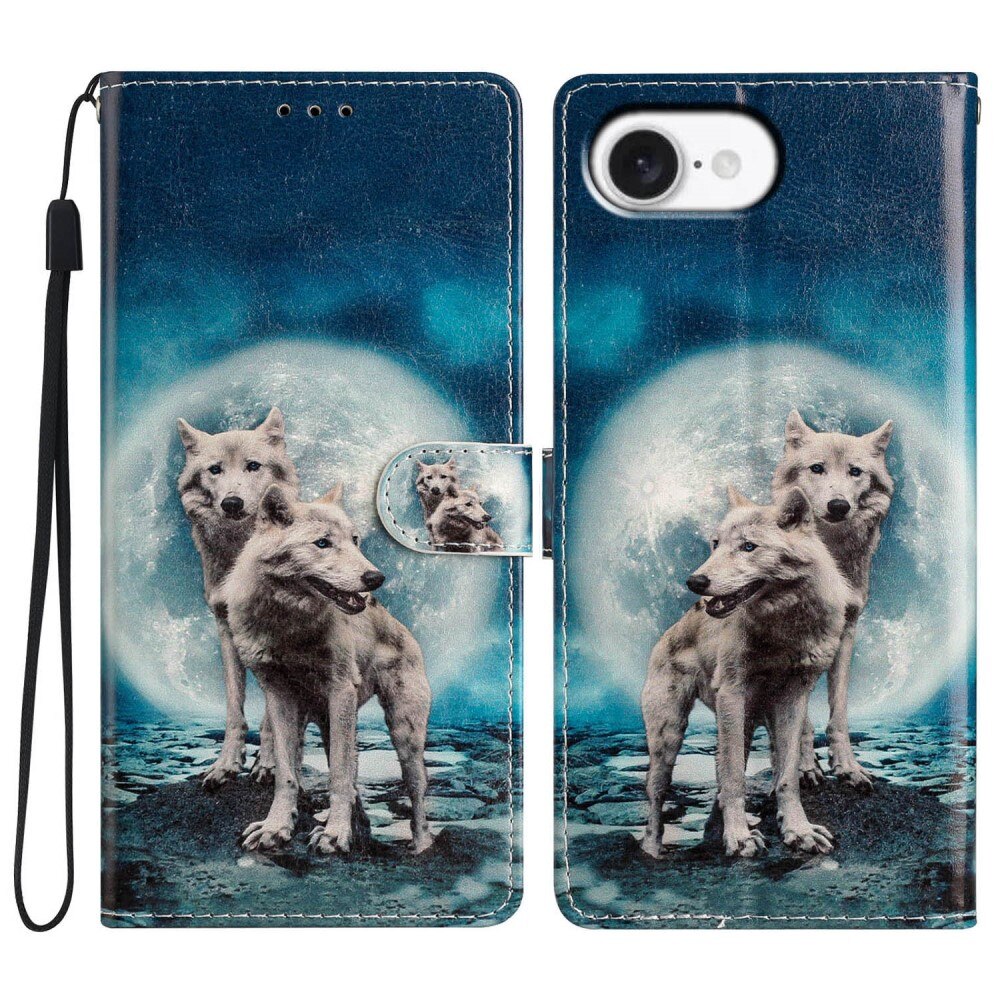 iPhone 16e Wallet Book Cover Wolves