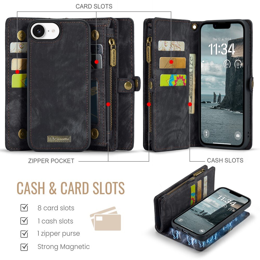 iPhone 16e Multi-slot Wallet Case Grey