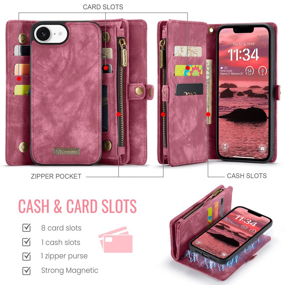 iPhone 16e Multi-slot Wallet Case Red