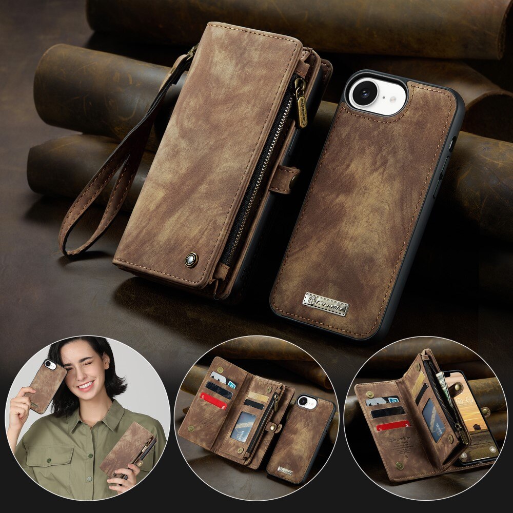 iPhone 16e Multi-slot Wallet Case Brown