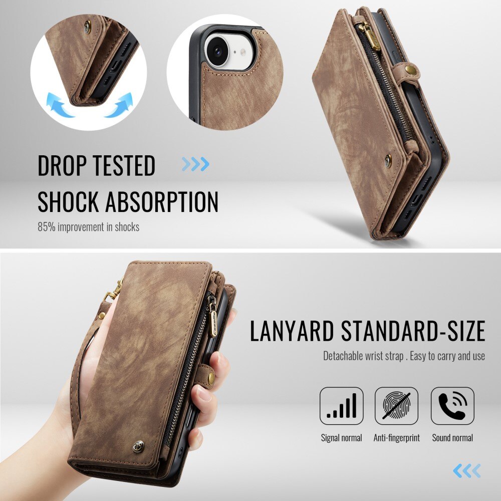 iPhone 16e Multi-slot Wallet Case Brown