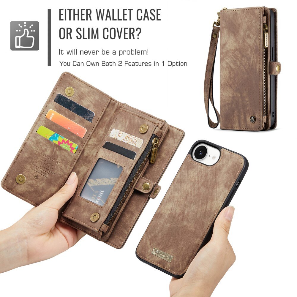 iPhone 16e Multi-slot Wallet Case Brown