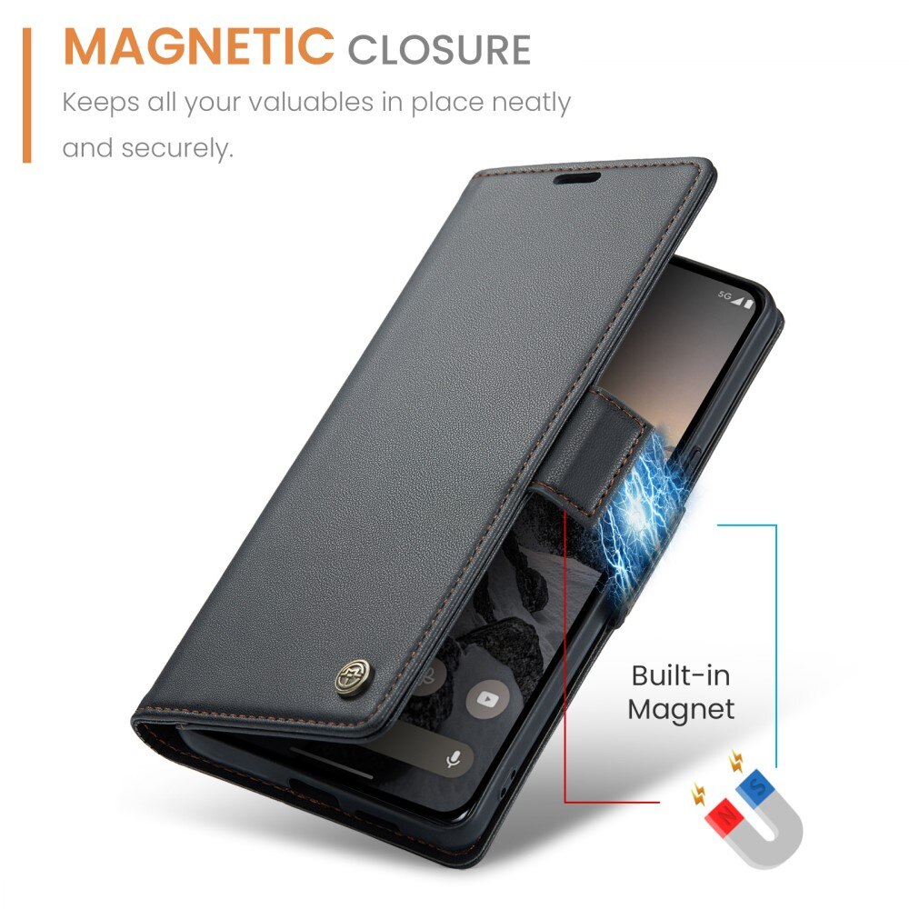 Google Pixel 9a RFID blocking Slim Wallet Case Black