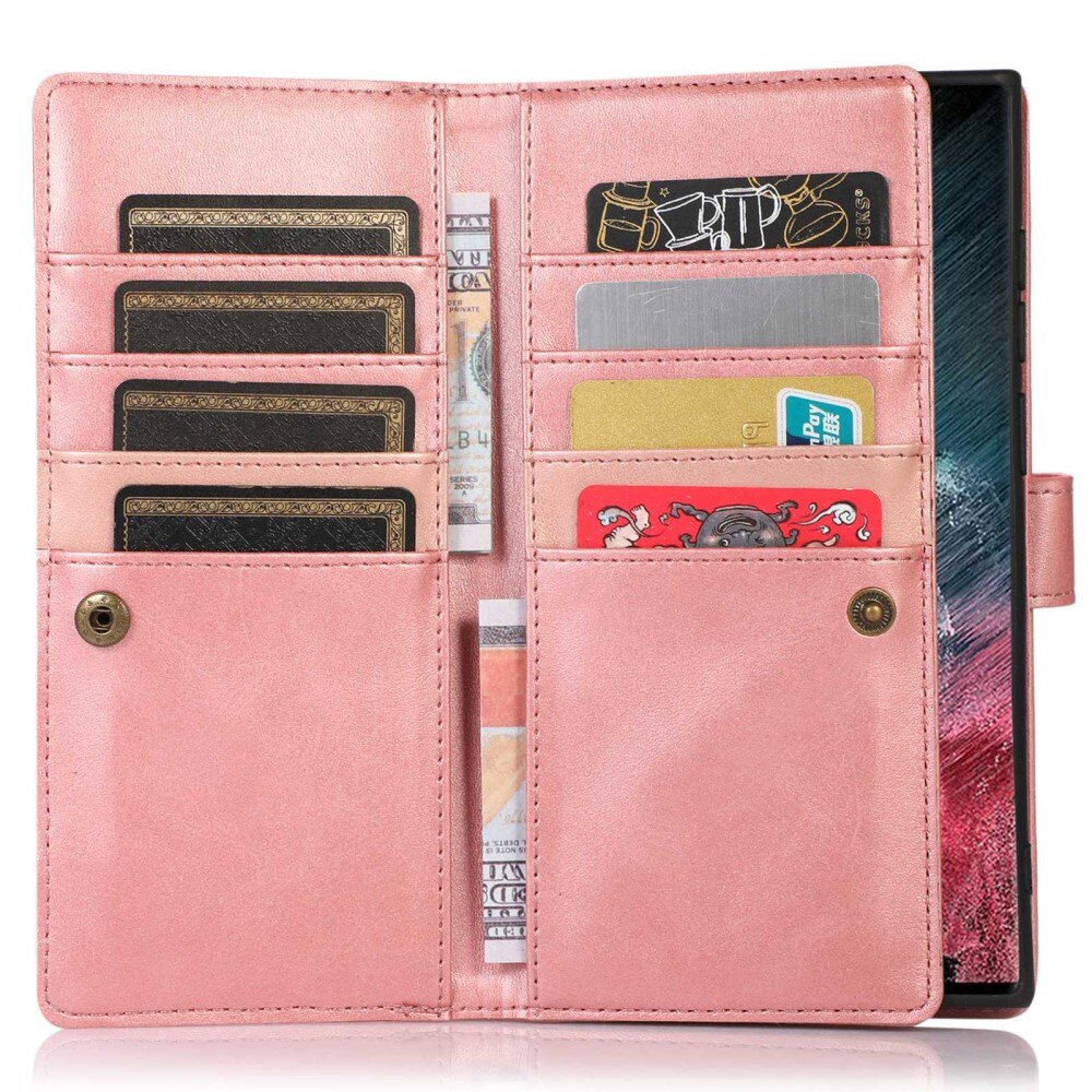 Samsung Galaxy S23 Ultra Multi-slot Leather Cover  Pink Gold