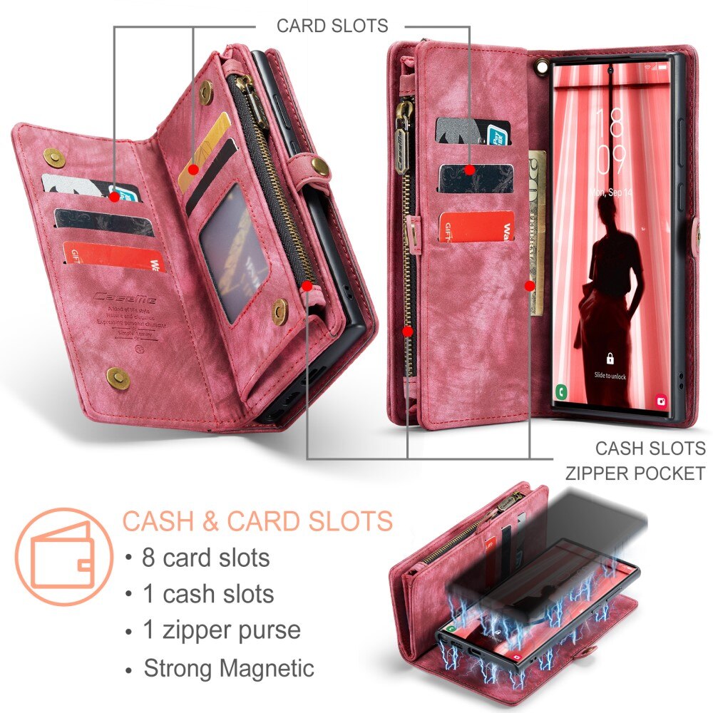 Samsung Galaxy S23 Ultra Multi-slot Wallet Case Red