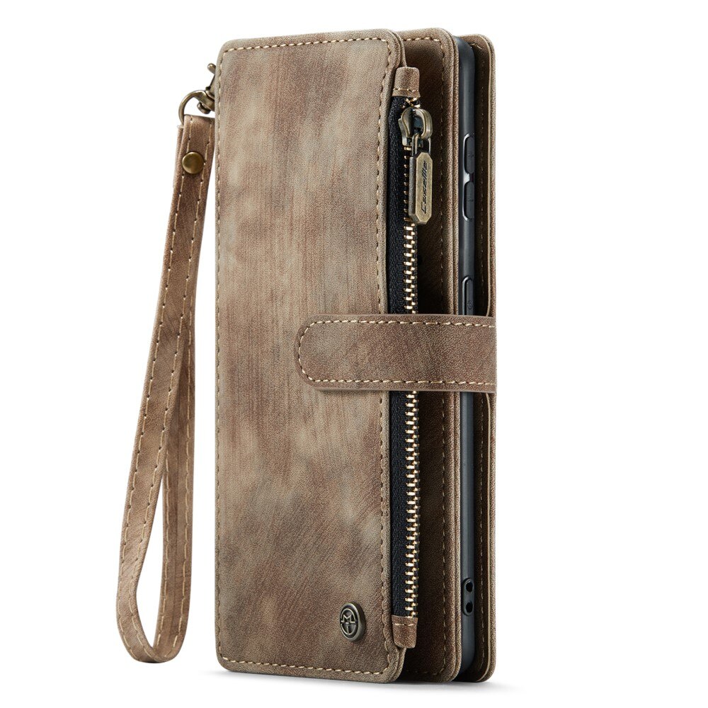 Samsung Galaxy S23 Zipper Wallet Book Cover Brown