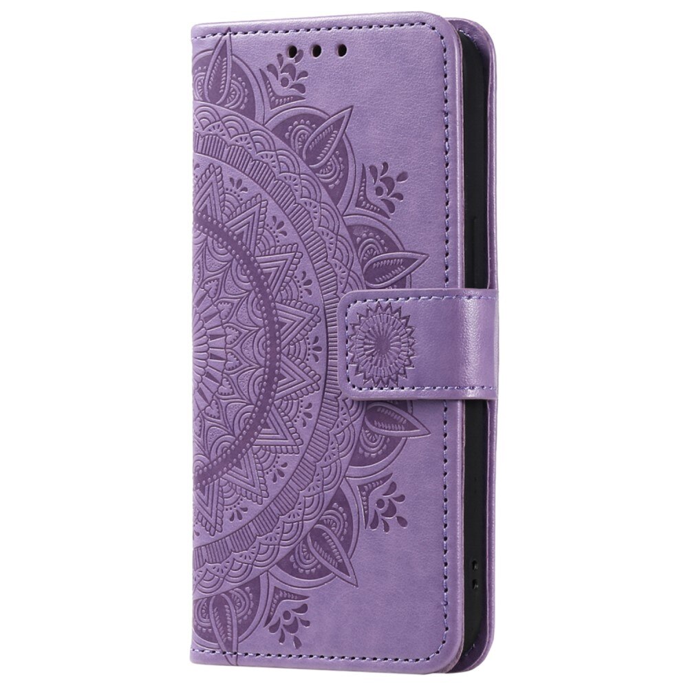 Google Pixel 8 Leather Cover Mandala Purple