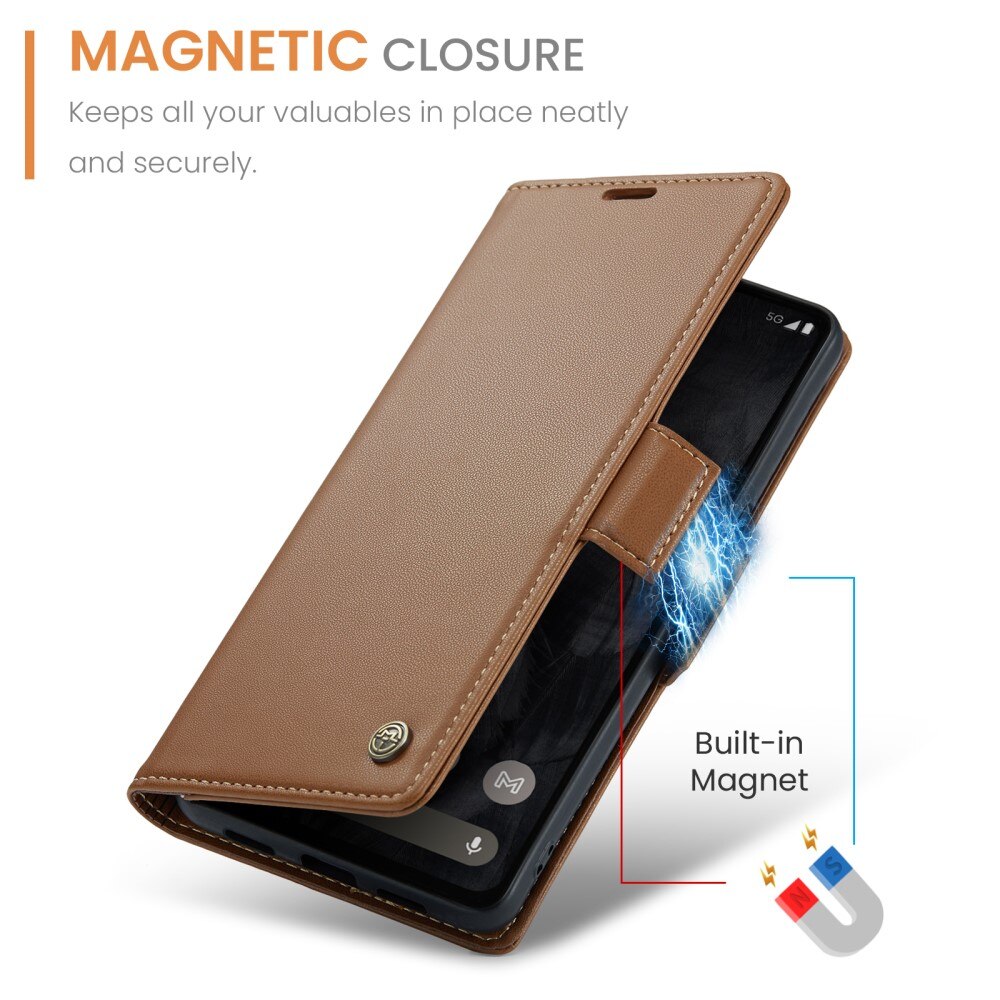 Google Pixel 9 Pro XL RFID blocking Slim Wallet Case Brown