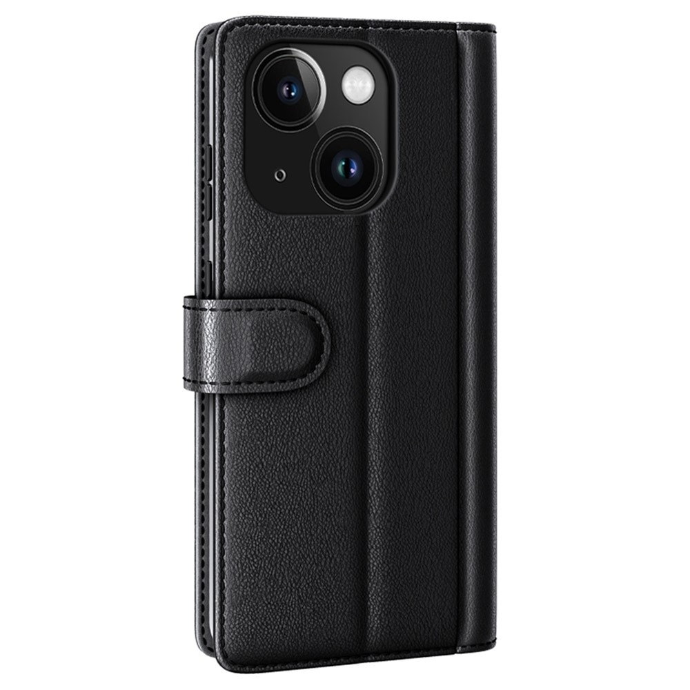 iPhone 15 Plus Genuine Leather Wallet Case Black