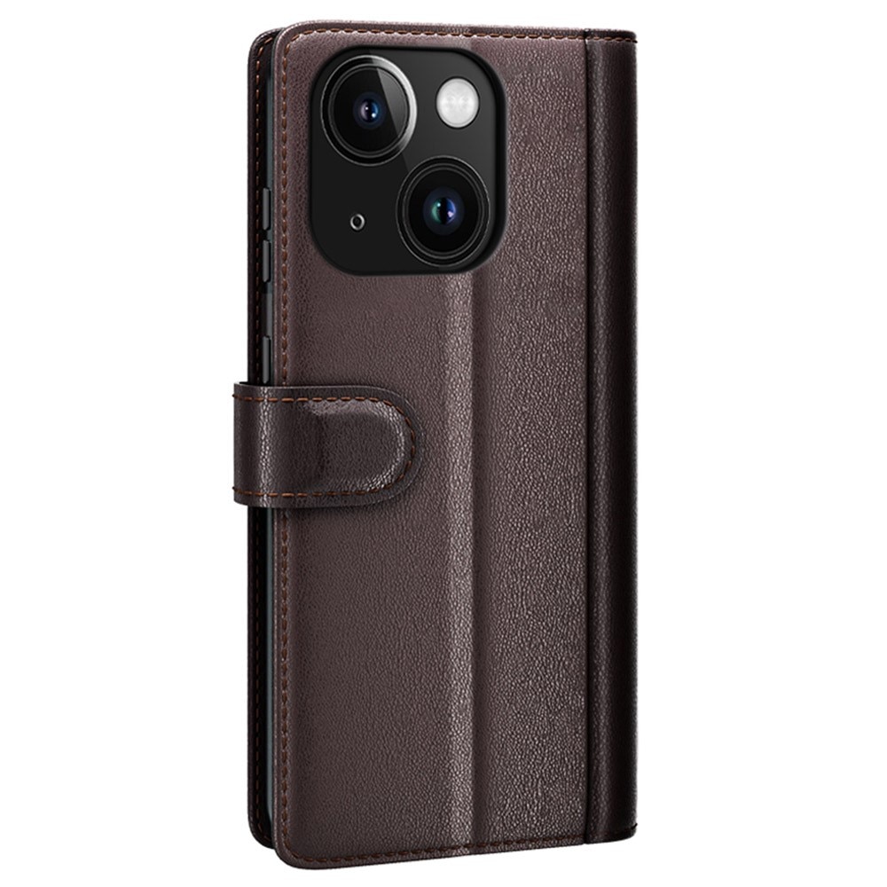 iPhone 15 Genuine Leather Wallet Case Brown