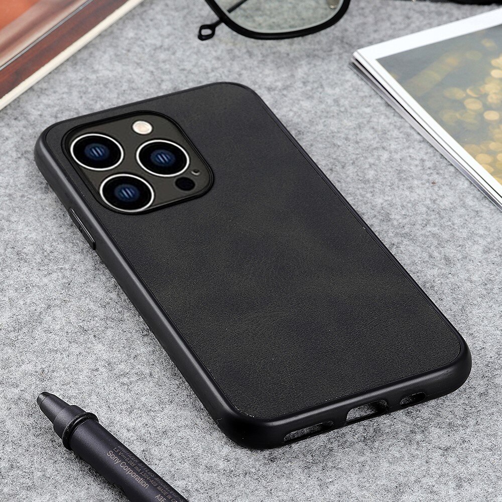 iPhone 15 Pro Max Leather Case Black