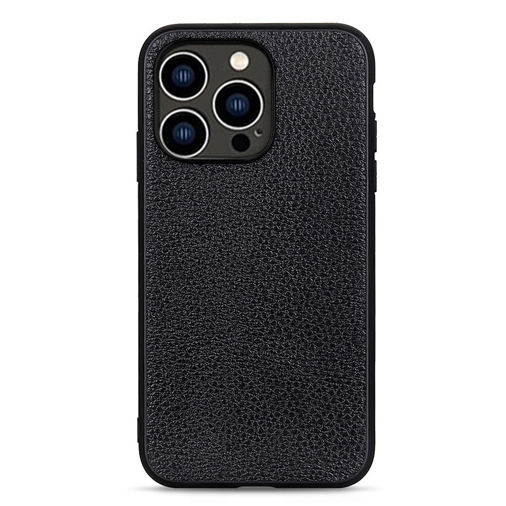 Genuine Leather Cover iPhone 15 Pro Max Black