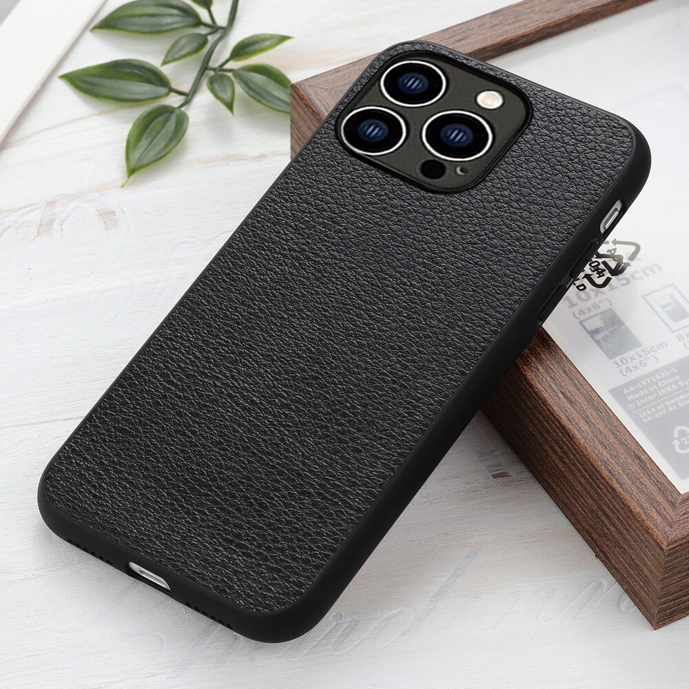 Genuine Leather Cover iPhone 15 Pro Max Black