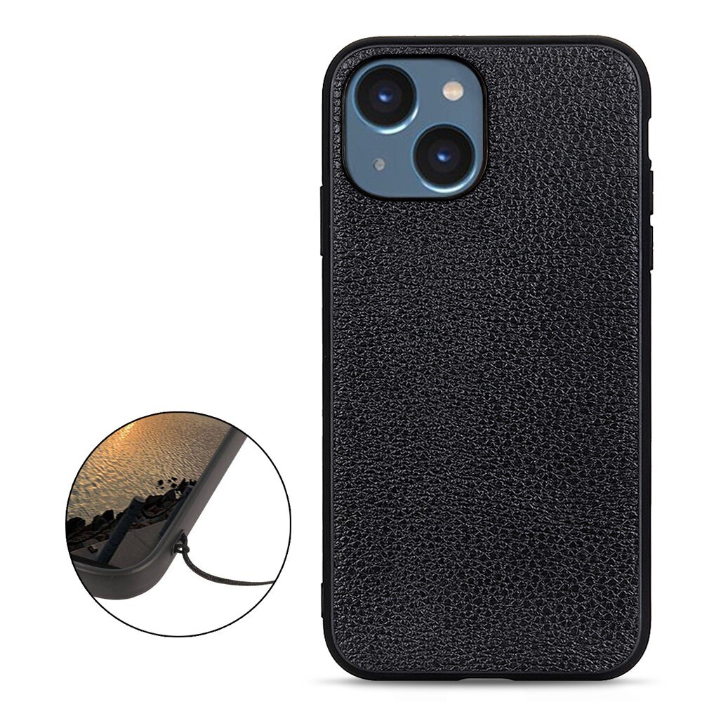 Genuine Leather Cover iPhone 15 Black