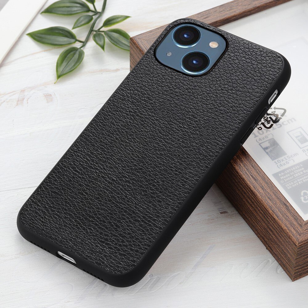 Genuine Leather Cover iPhone 15 Black