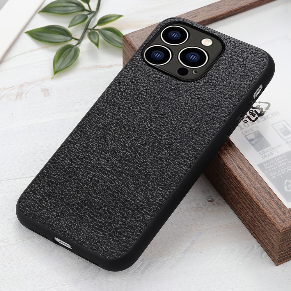 Genuine Leather Cover iPhone 15 Pro Black