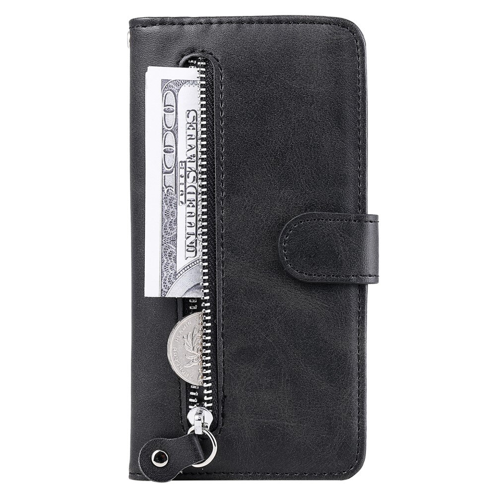 iPhone 15 Pro Leather Cover Zipper Black