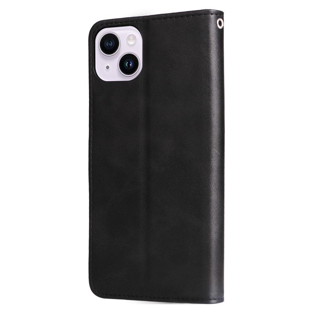 iPhone 15 Leather Cover Zipper Black