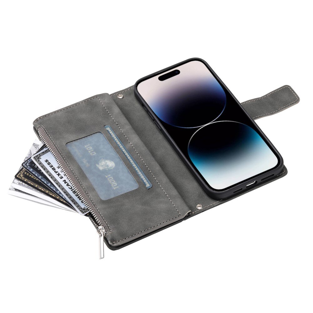 iPhone 15 Pro Wallet/Purse Mandala Grey