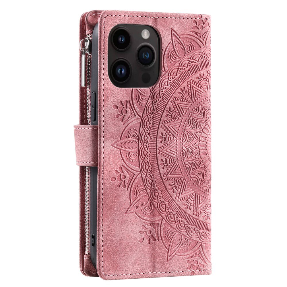 iPhone 15 Pro Wallet/Purse Mandala Pink