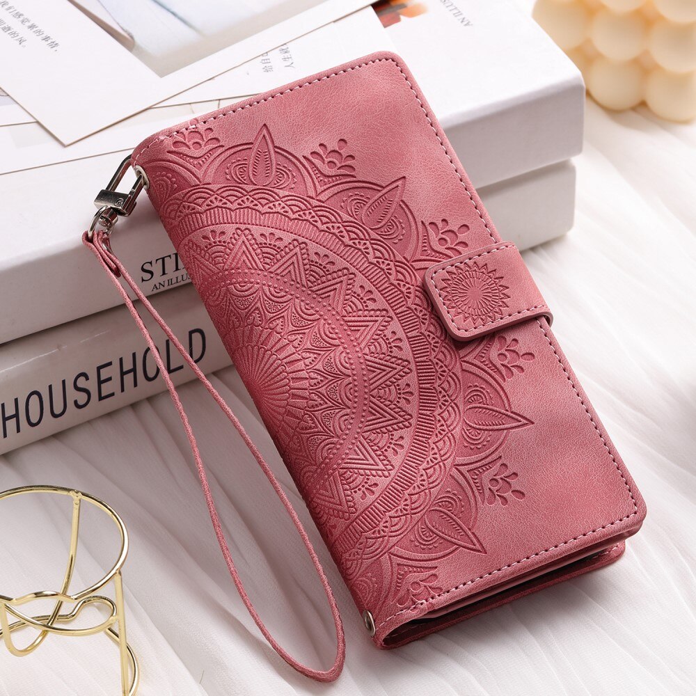 iPhone 15 Pro Wallet/Purse Mandala Pink