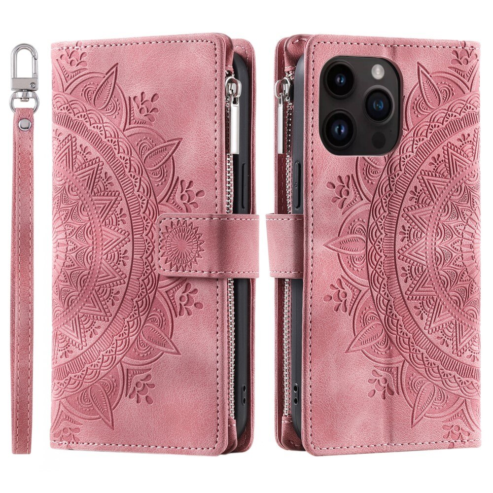 iPhone 15 Pro Wallet/Purse Mandala Pink