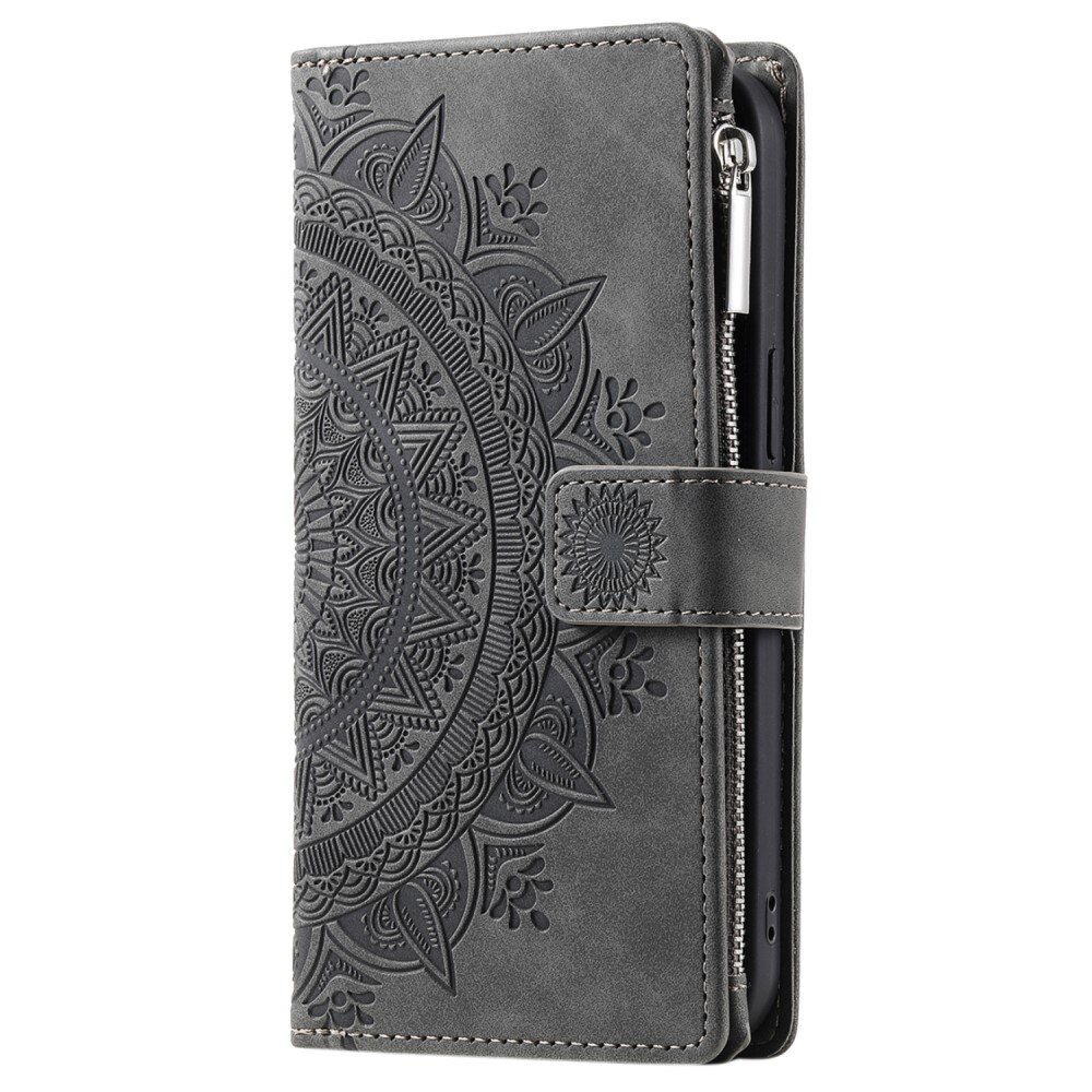 iPhone 15 Wallet/Purse Mandala Grey