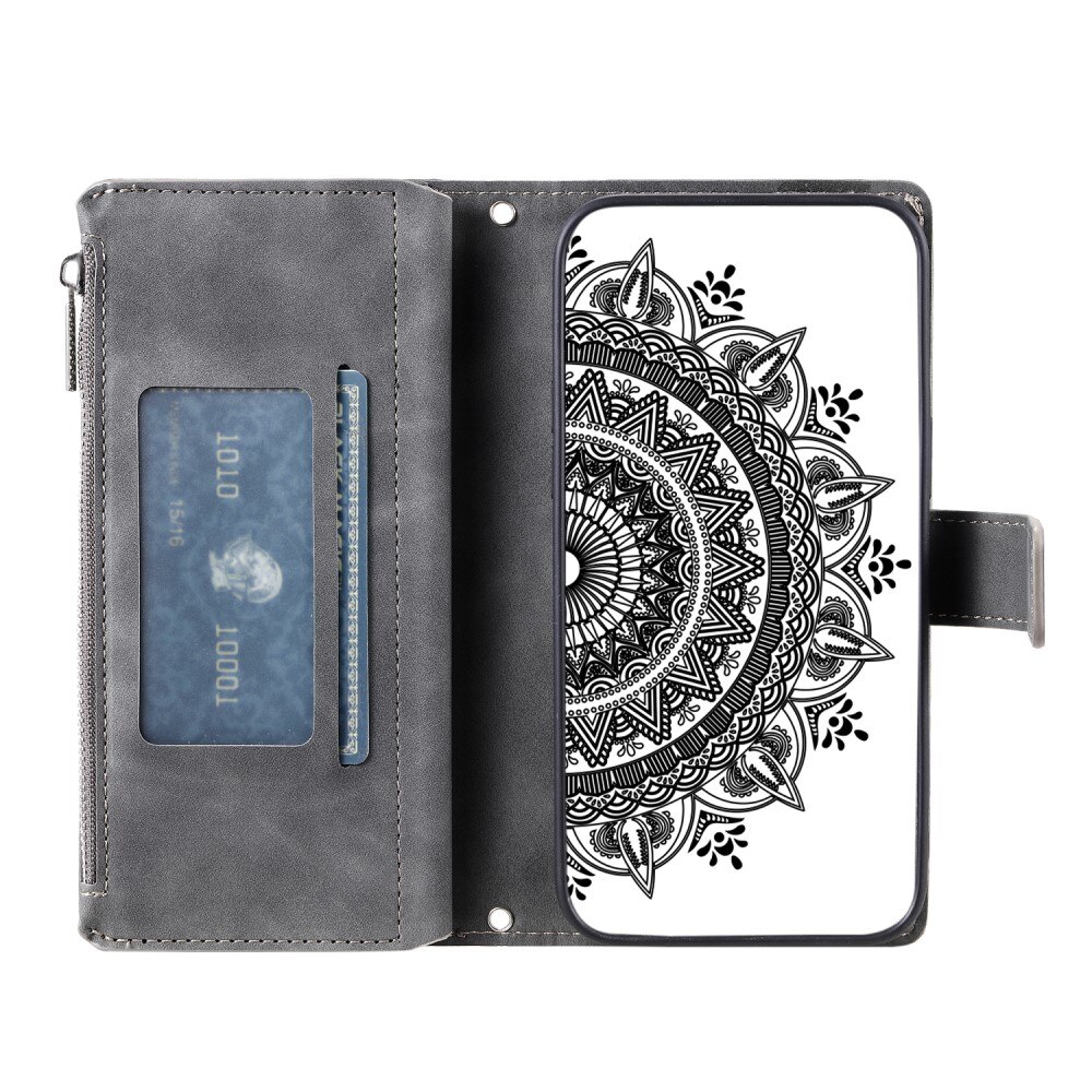 iPhone 15 Wallet/Purse Mandala Grey