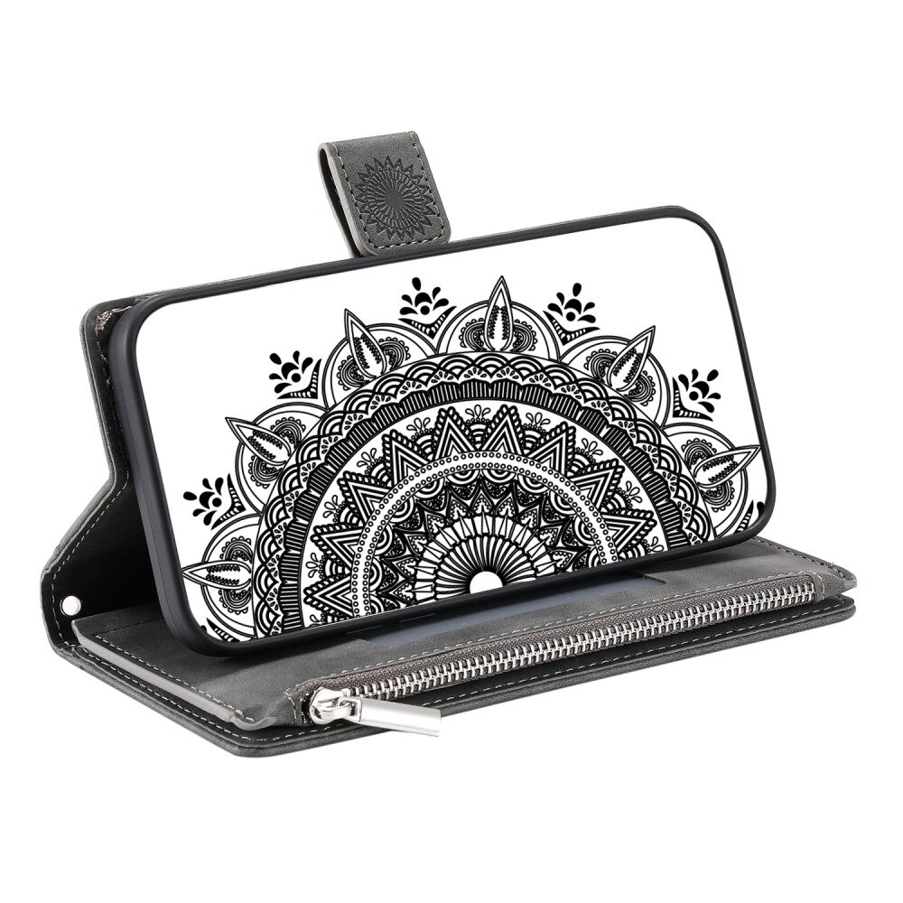 iPhone 15 Wallet/Purse Mandala Grey