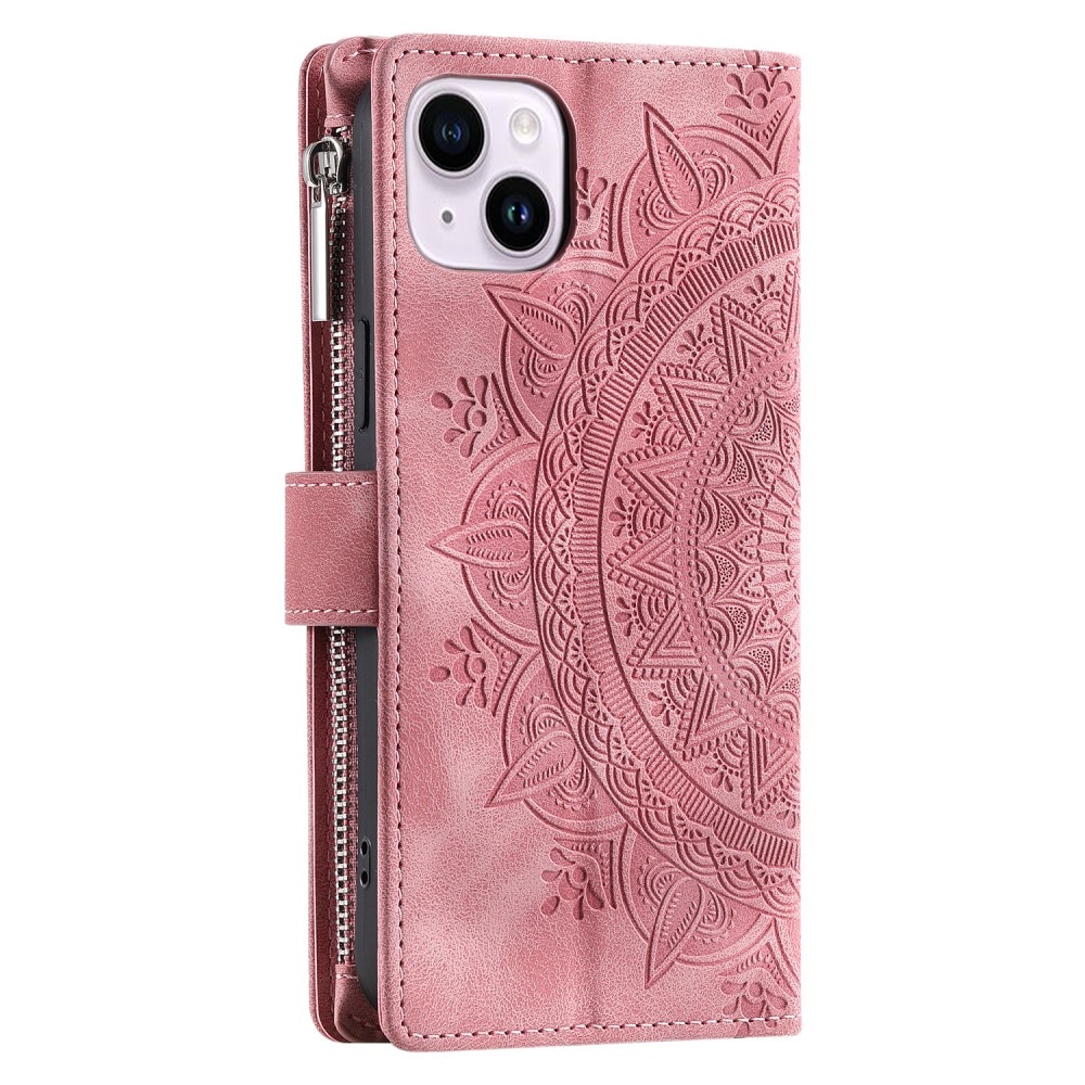 iPhone 15 Wallet/Purse Mandala Pink