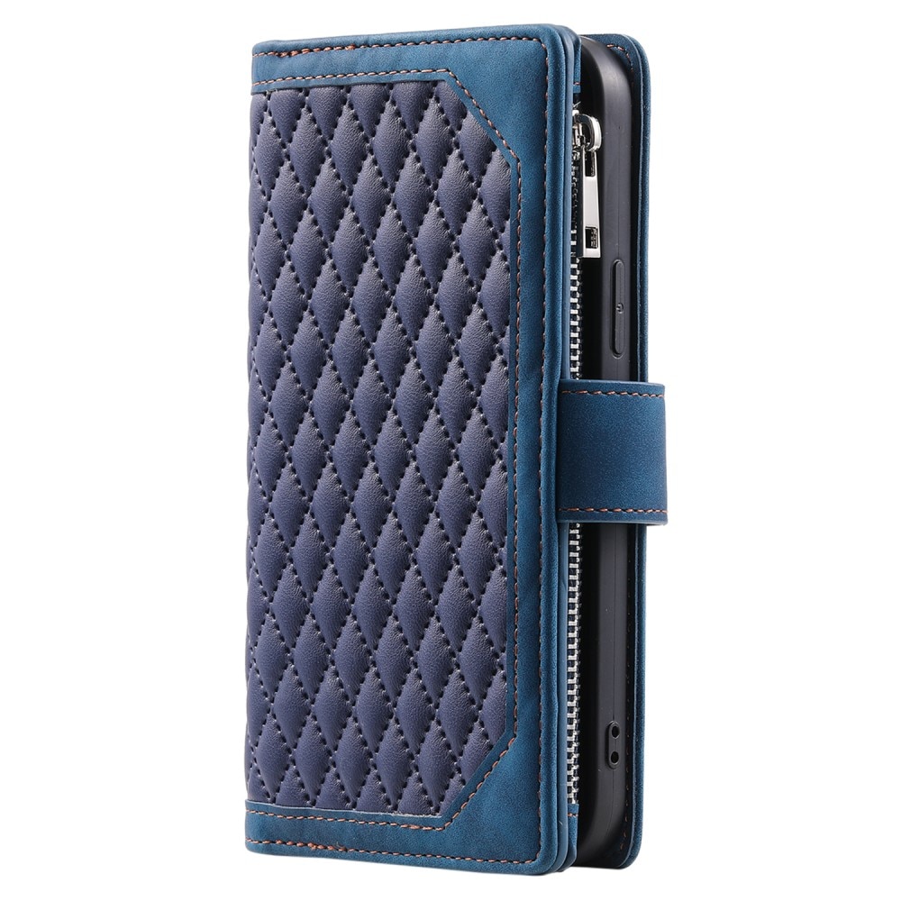 iPhone 15 Wallet/Purse Quilted Blue