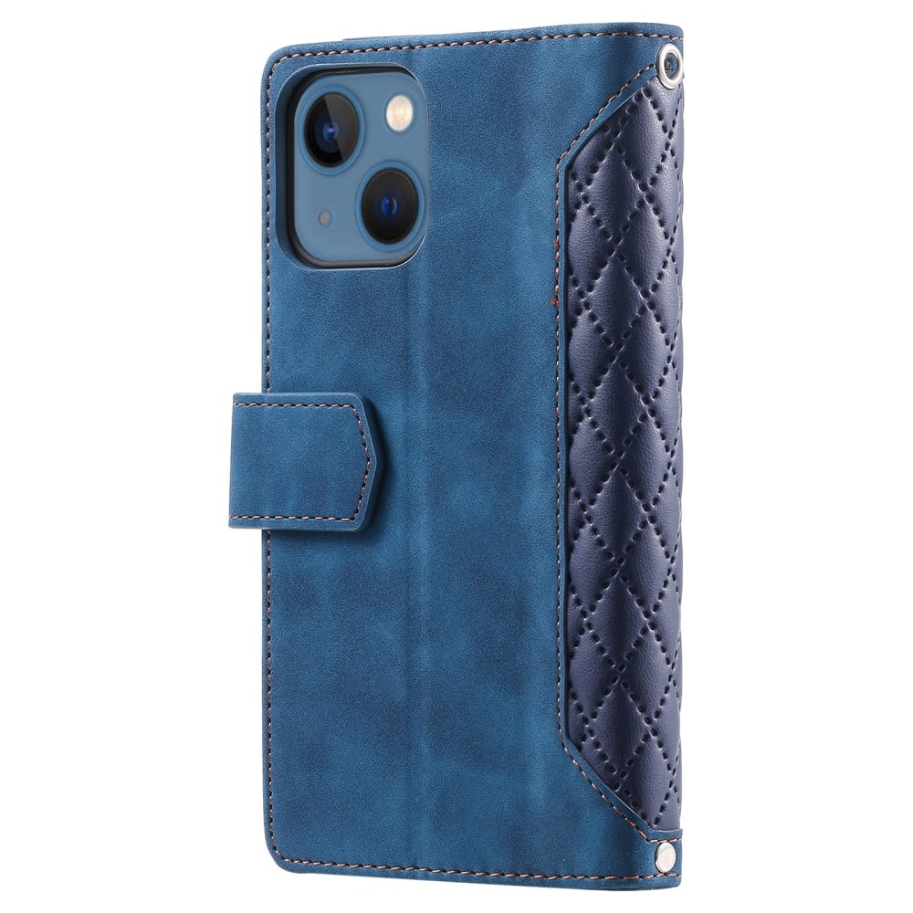 iPhone 15 Wallet/Purse Quilted Blue