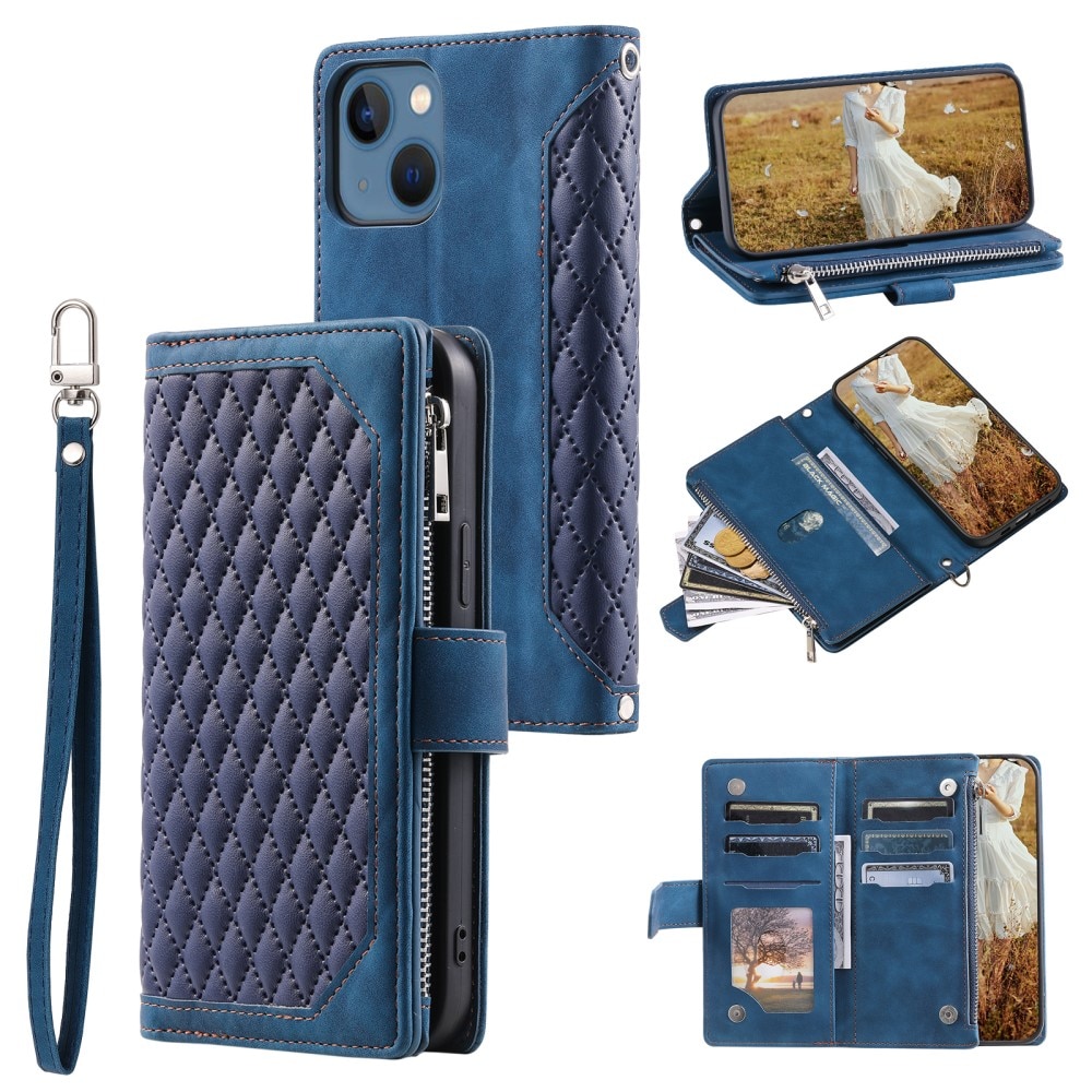 iPhone 15 Wallet/Purse Quilted Blue