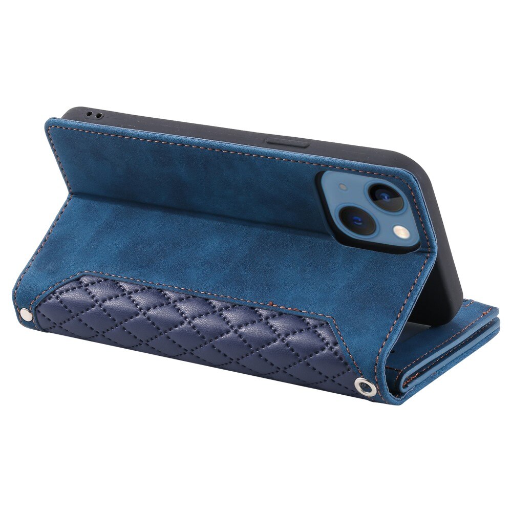 iPhone 15 Wallet/Purse Quilted Blue