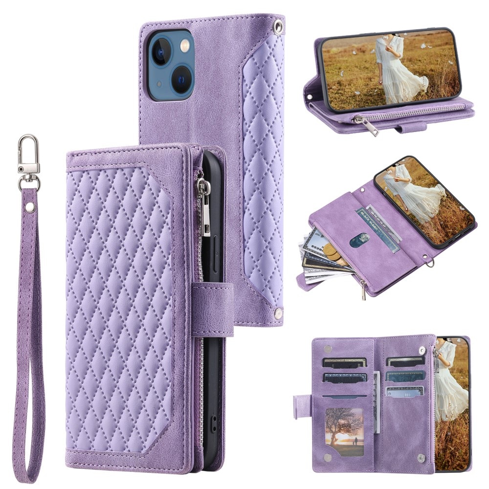 iPhone 15 Wallet/Purse Quilted Purple