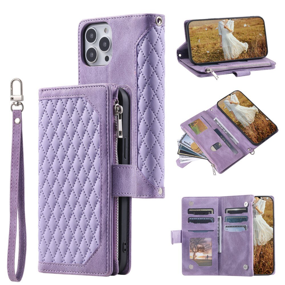 iPhone 15 Pro Wallet/Purse Quilted Purple