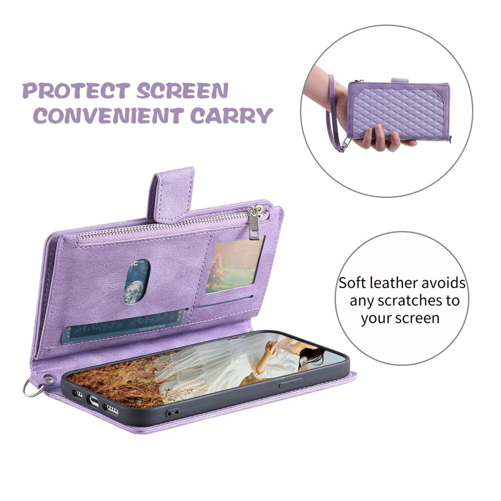 iPhone 15 Pro Wallet/Purse Quilted Purple