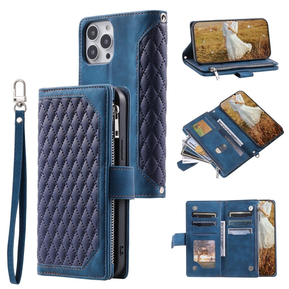 iPhone 15 Pro Wallet/Purse Quilted Blue