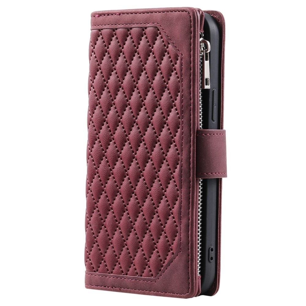 iPhone 15 Pro Wallet/Purse Quilted Red