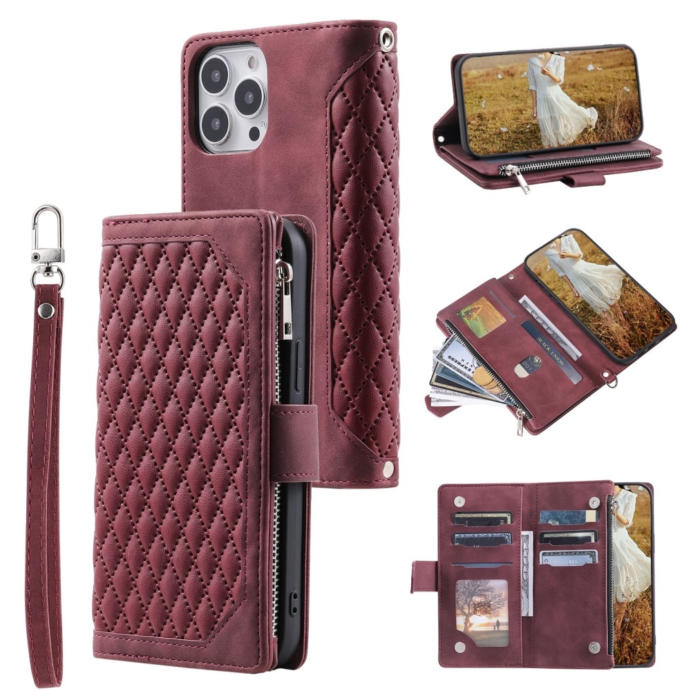 iPhone 15 Pro Wallet/Purse Quilted Red