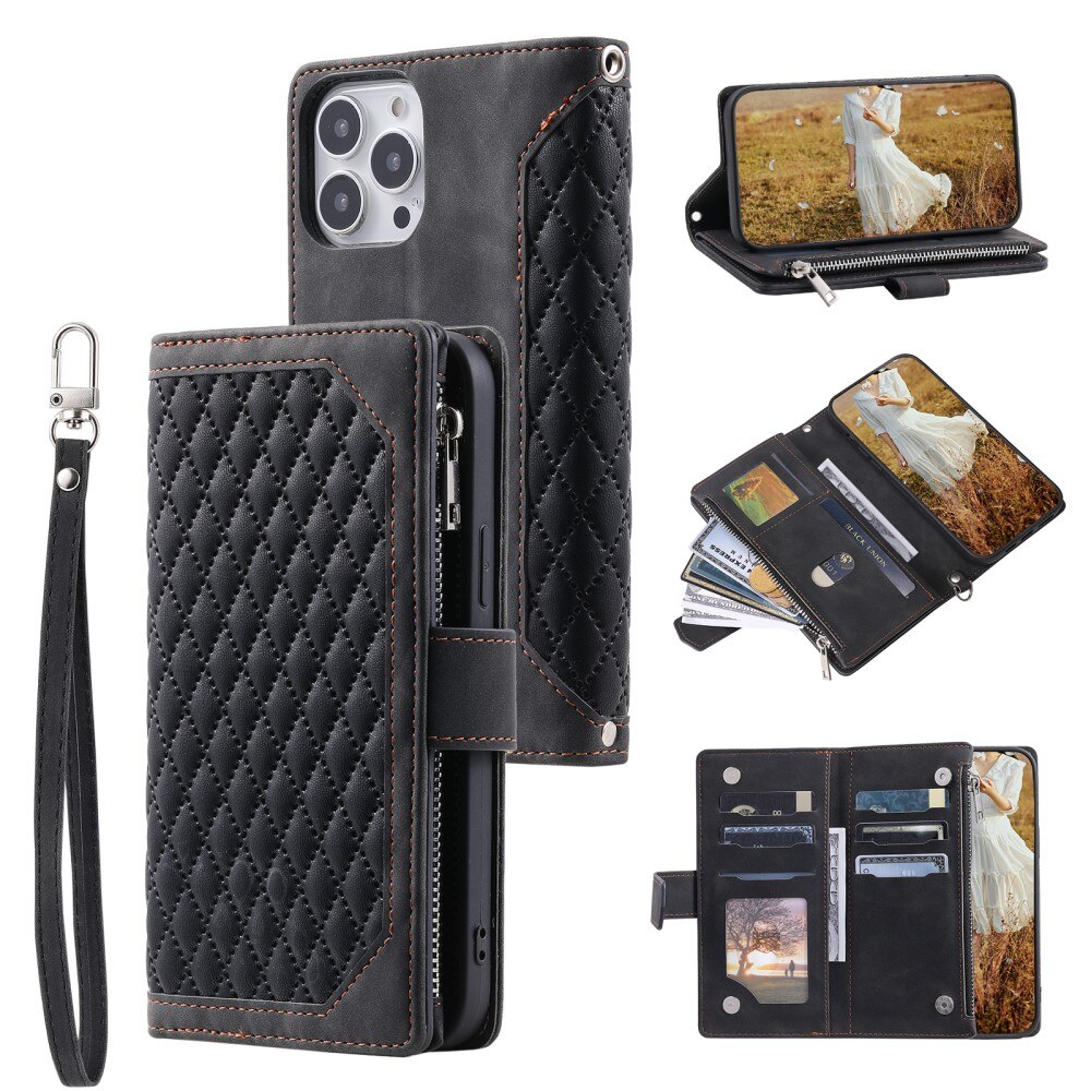 iPhone 15 Pro Wallet/Purse Quilted Black