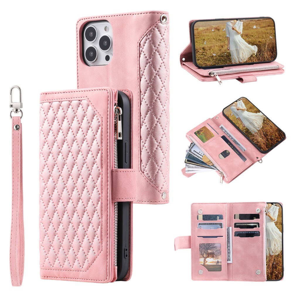 iPhone 15 Pro Wallet/Purse Quilted Pink