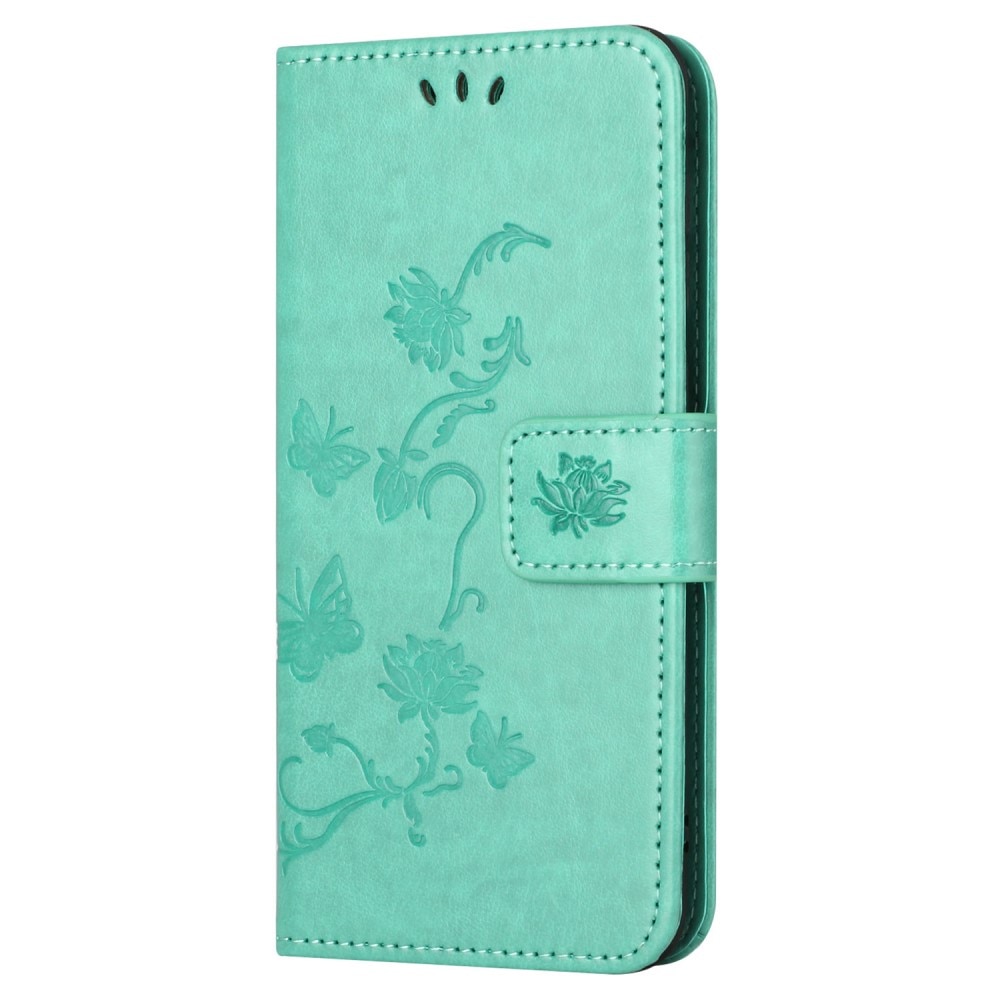 Samsung Galaxy S23 FE Leather Cover Imprinted Butterflies Green