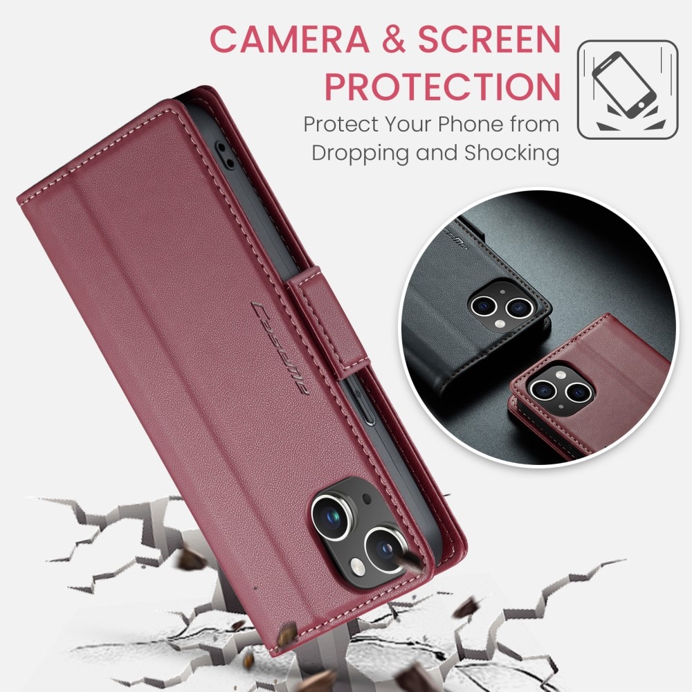 iPhone 15 RFID blocking Slim Wallet Case Red