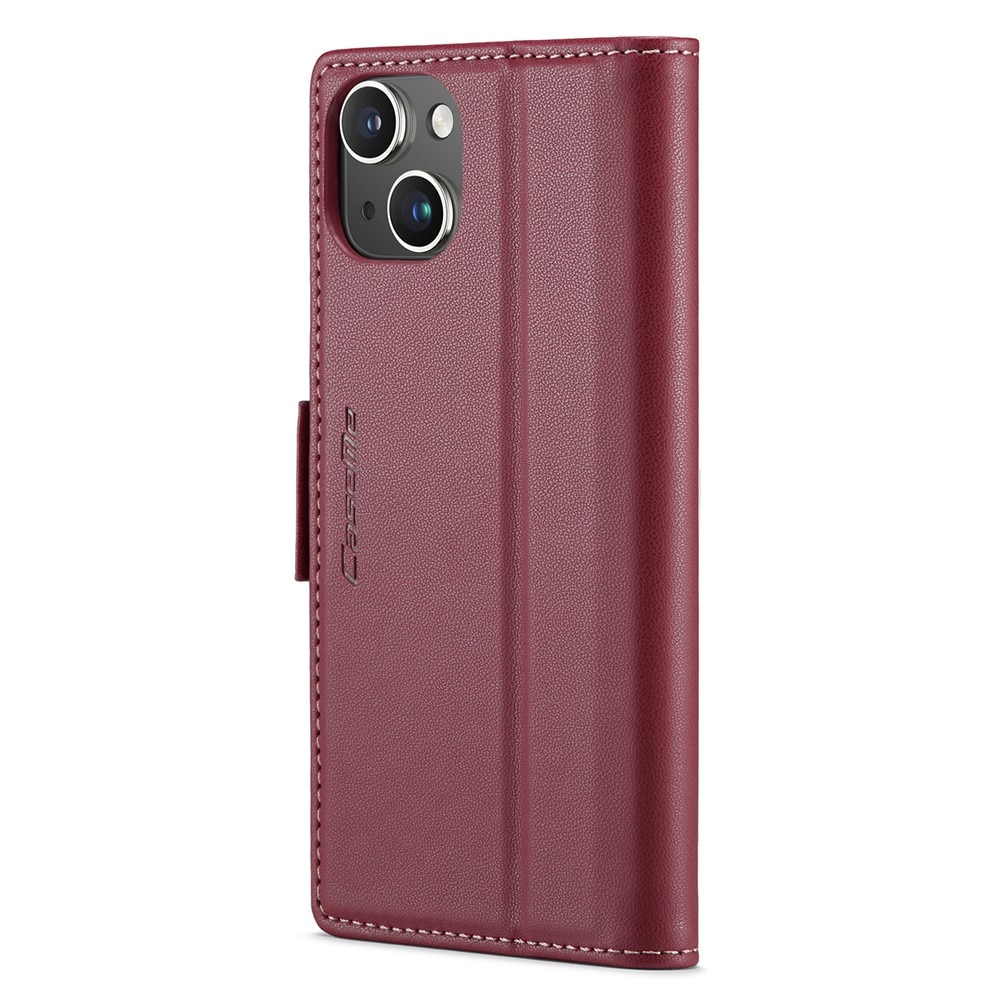 iPhone 15 RFID blocking Slim Wallet Case Red