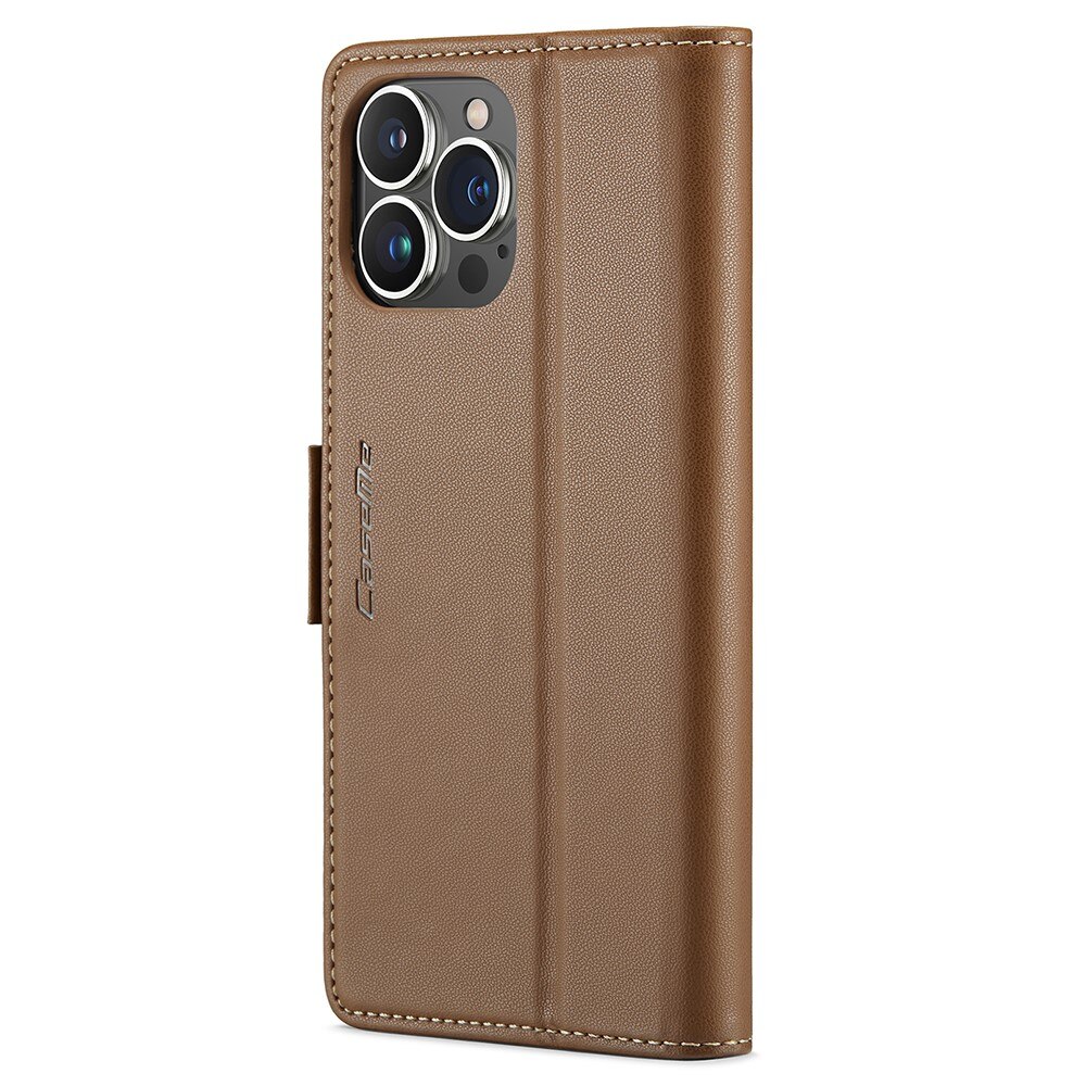 iPhone 15 Pro RFID blocking Slim Wallet Case Brown